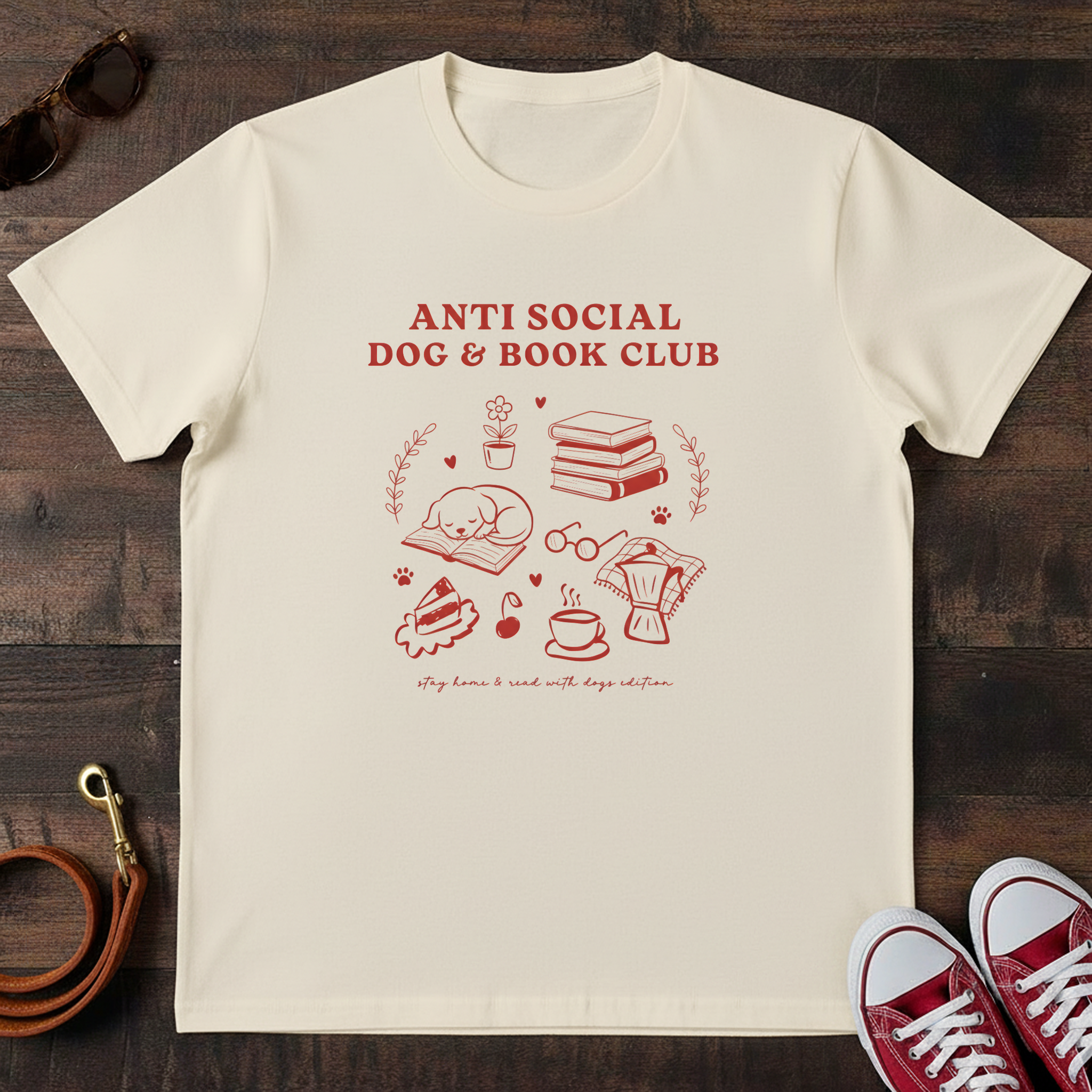 Anti Social Dog & Book Club 2 T-Shirt